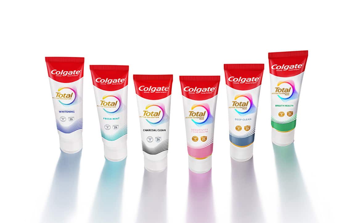 Rangkaian penuh enam ubat gigi Colgate Total terdapat di Malaysia