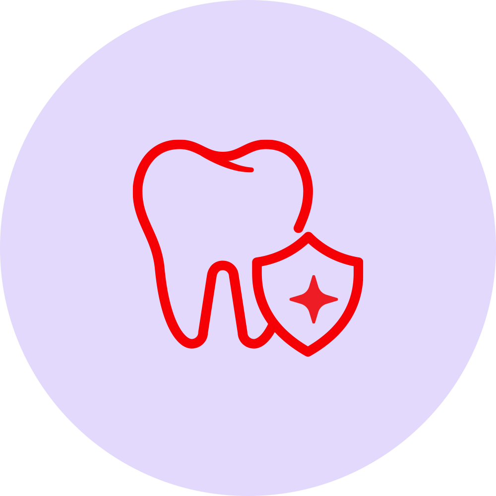 Ikon gigi dan perisai untuk menggambarkan ujian klinikal