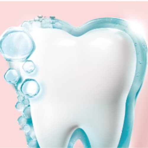 Gigi yang dikelilingi oleh lapisan pelindung dan buih